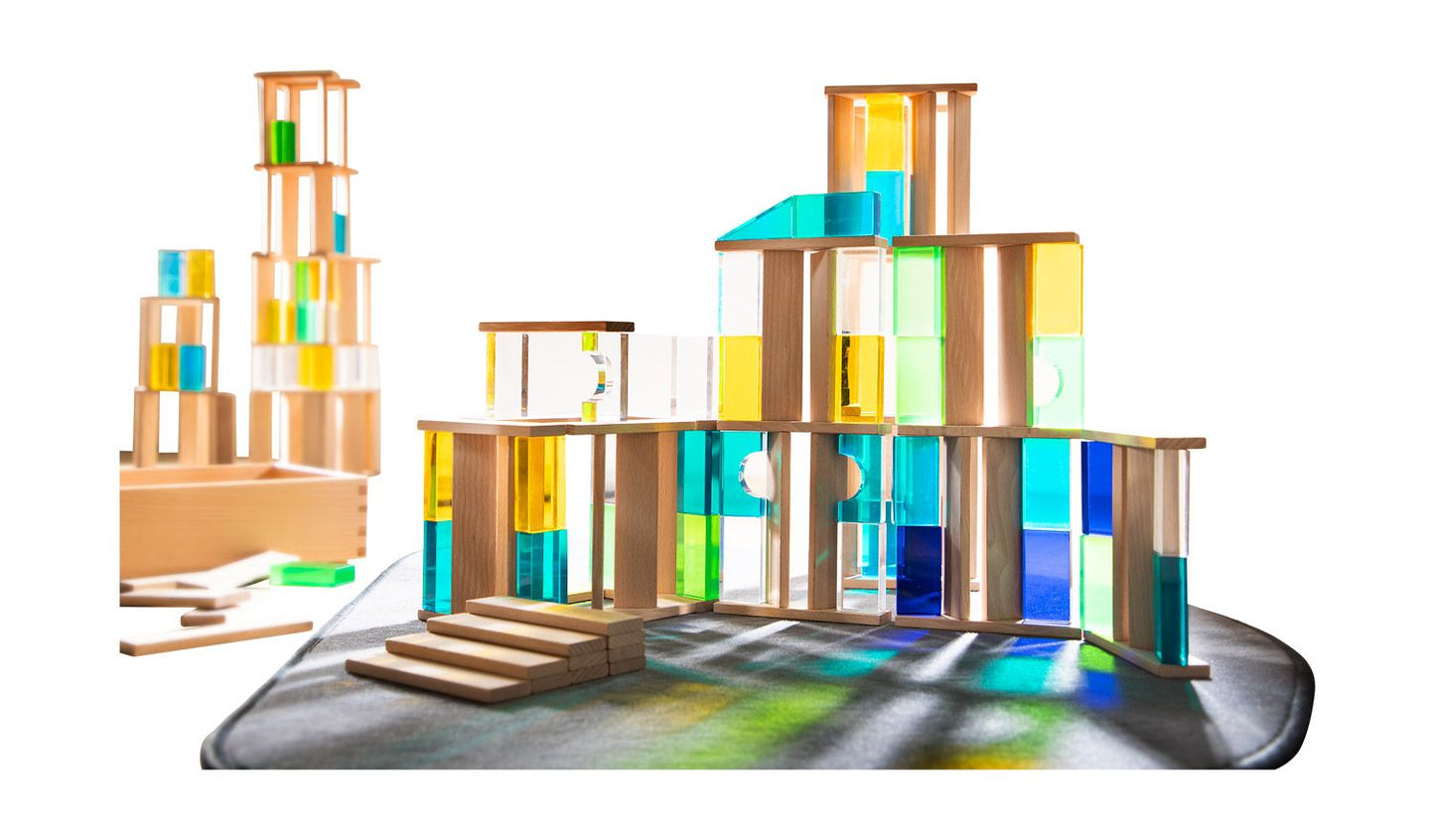 Dusyma Luxy Luminescent Building colored in wooden box / Luxy bunt im Holzkasten 103325